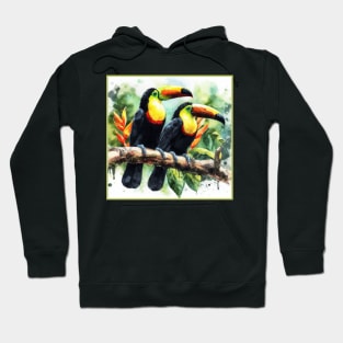 Watercolor Style Colorful Toucan Birds Hoodie